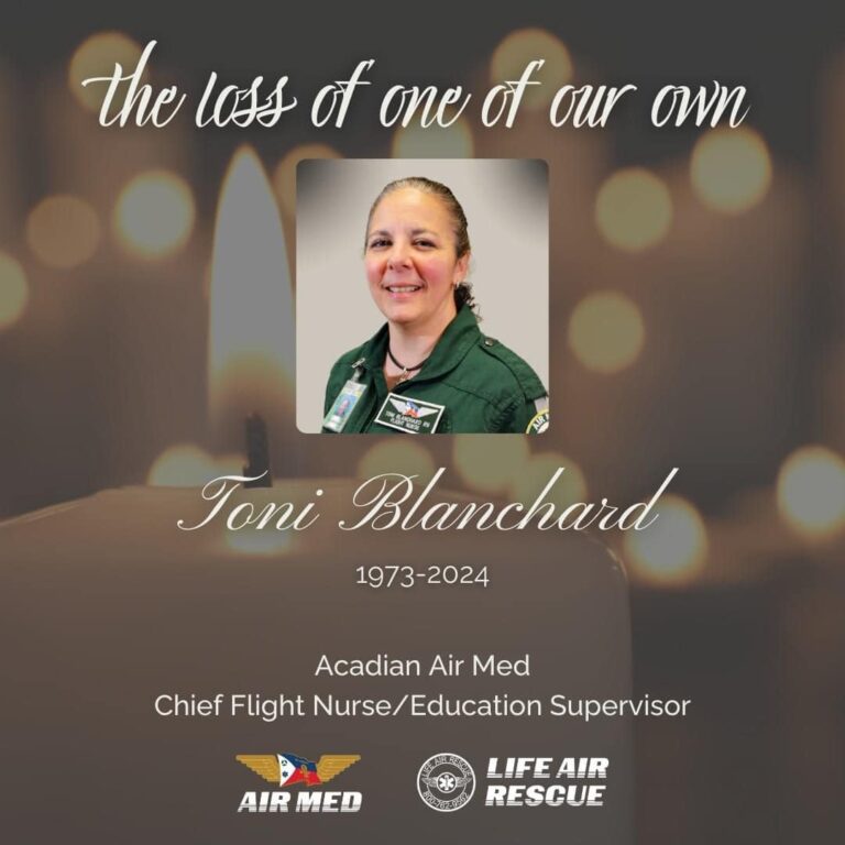 Toni Blanchard Lafayette LA Death And Obituary: Acadian Air Med chief flight nurse has died