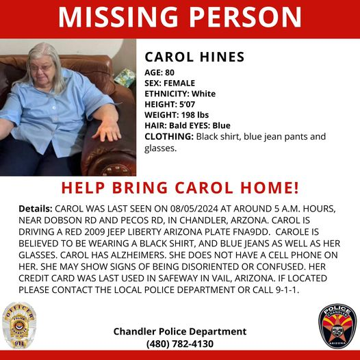 Carol Hines Missing, Help locate 80-year-old missing woman